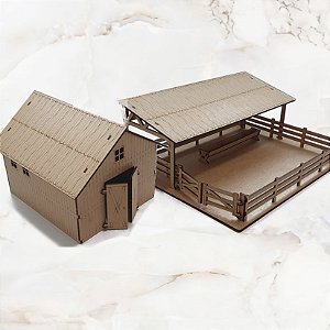 Fazendinha Maquete Curral e Celeiro Modelismo Dobro Ho 1/87