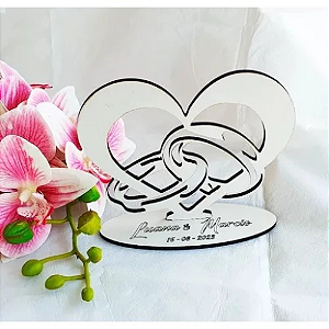 Decoração De Mesa Casamento/ Bodas Personalizada Mdf Crú Coração 15 cm