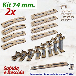 Kit Rampa de elevação ferreomodelismo escala HO 1/87 90 peças 74mm. Maquetes Dioramas "inclinação 2 graus" Aclive e declive