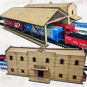 Estação Férrea Miniatura Ho 1:87 Maquetes/ Modelismo mdf p/ Pintura Ferreomodelismo Mdf Belo Vale