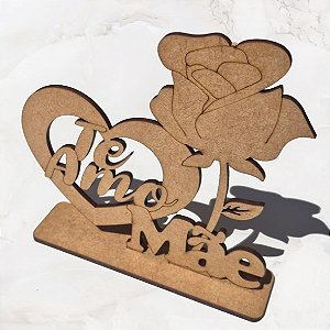 Kit Display Coração Rosa Flor Mãe, Lembrancinha, Celebrações, Dia das Mães MDF