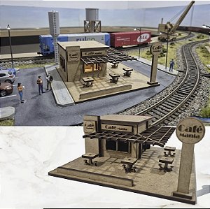 Cafeteria Miniatura - Ho 1:87 Maquetes/ Modelismo mdf p/ Pintura Decoração Ferreomodelismo Mdf