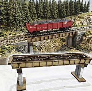 Ponte Férrea para Maquetes Dioramas e Ferreomodelismo Trem- Escala Ho 1:87 / mdf p/ Pintura