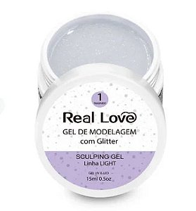 GEL CONSTRUTOR COM GLITTER REAL LOVE 1 TRANSPARENT 15 ML