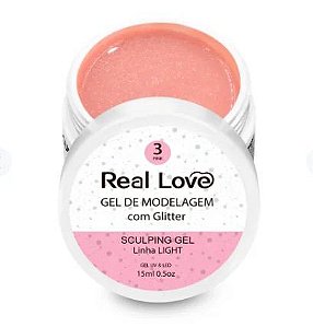 GEL CONSTRUTOR COM GLITTER REAL LOVE 3 PINK 15 ML