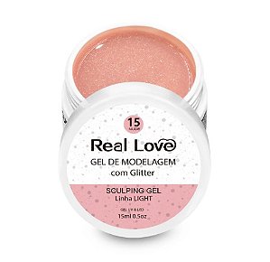 GEL CONSTRUTOR COM GLITTER REAL LOVE 15 NUDE 15 ML