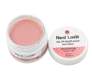 GEL CONSTRUTOR COM GLITTER REAL LOVE 16 NUDE 15 ML