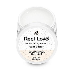 GEL CONSTRUTOR COM GLITTER REAL LOVE 21 MILK 15 ML