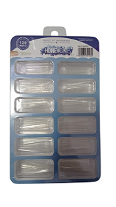 CAIXA DE TIPS BAILARINA EXTRA LONGA TRANSPARENTE 120 UNI HONEY GIRL