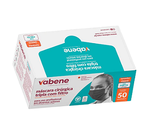 CAIXA DE MASCARA DESCARTAVEL PRETA 50 UNI VABENE