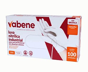 LUVA NITRILICA BRANCA TAM P COM 100UN VABENE