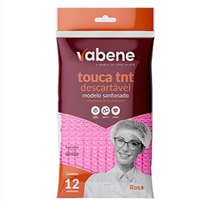 TOUCA DE TNT DESCARTAVEL ROSA COM 12 UNI VABENE