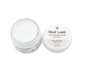 GEL CONSTRUTOR COM GLITTER REAL LOVE 18 WHITE 15 ML