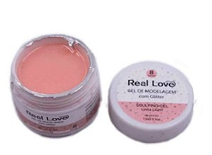 GEL CONSTRUTOR COM GLITTER REAL LOVE 8 NUDE PINK 15 ML