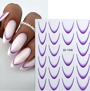 CARTELA ADESIVO FRANCESINHA 5D ROXO REAL LOVE