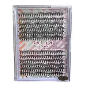 CAIXA DE CILIOS TUFINHO SEM NÓ 20P 0,10D + 30P 0.07D MIX REAL LOVE
