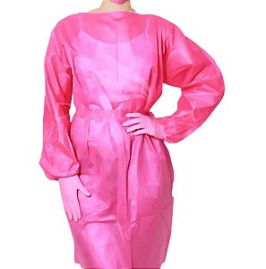 AVENTAL CIRURGICO TNT ROSA 5UN MANGA LONGA PLIN COSMETICOS