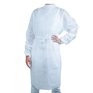 AVENTAL CIRURGICO TNT BRANCO MANGA LONGA PLIN COSMETICOS