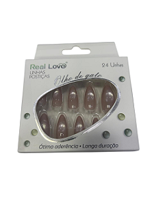 UNHA POSTIÇA OLHO DE GATO COM 24UN REAL LOVE