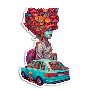 Psychedelic Woman Car