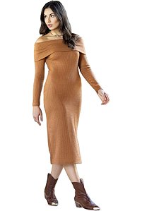 VESTIDO OMBRO A OMBRO CARAMELO
