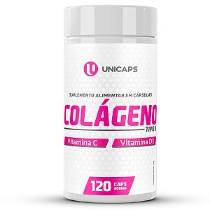 Colágeno Tipo II + Vitamina C e D3 120 Cápsulas 500mg - Unicaps