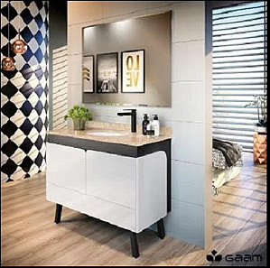 KIT BANHEIRO GAAM NEW NERO C QUADRO E TAMPO TR/BB