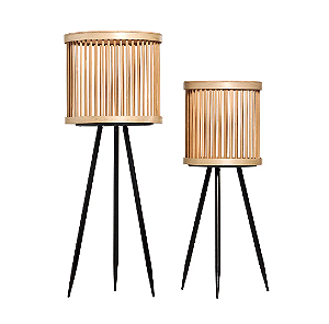 CONJUNTO DE CACHEPOT CROMUS PALITO MADEIRA