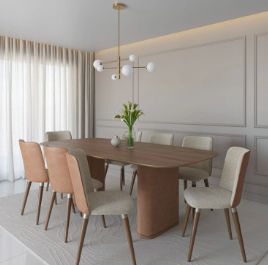 MESA LINTZ 6 CAD DAKOTA - 1.8 S/ VIDRO CANELLA/CARAMEL - PROVINCIA