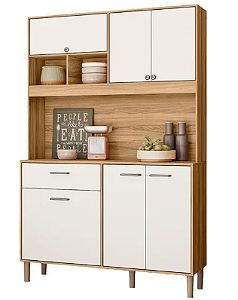 COZINHA COMPACTA 1,20M NICIOLI ERVA DOCE FREIJO/OFF WHITE COM TAMPO
