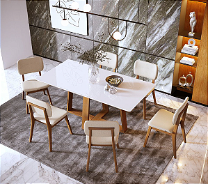 MESA IMCAL WOOD 1.4 RETANGULAR + 6 CADEIRAS SAGA TS PROVINCIA