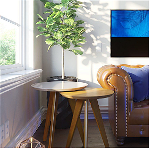 CONJUNTO MESA LATERAL CLASSIC IMCAL REDONDA OFF WHITE/NATURE