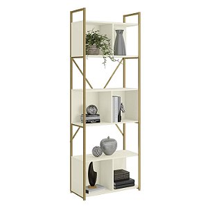 ARMARIO/ ESTANTE MENOR 2 GAV E 3 PRAT OFF WHITE / DOURADO - KAPPESBERG