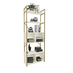 ESTANTE ALTA COM PORTA OFF WHITE/DOURADO - KAPPESBERG