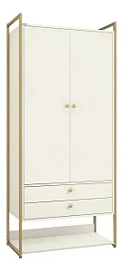 ARMARIO ALTO 2G 2P E CABIDEIRO OFF WHITE / DOURADO - KAPPESBERG