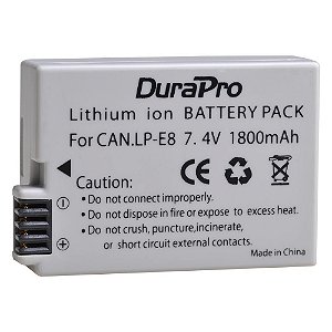Bateria Durapro LP-E8 Lithium-Ion 1.800mAh para Câmeras Canon T2i T3i T4i e T5i