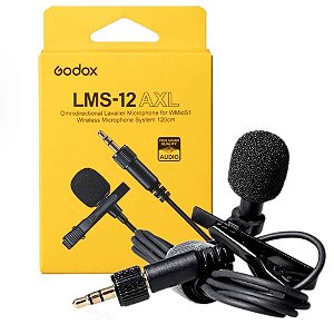 Godox LMS-12 AXL Microfone de Lapela Omnidirecional com Conector P2
