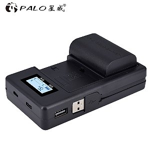 Carregador PALO Duplo USB com LCD para Baterias Canon LP-E6
