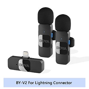 BOYA BY-V2 Sistema de Microfone sem Fio Ultracompacto Duplo para iPhone