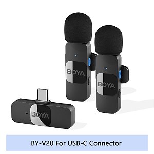 BOYA BY-V20 Sistema de Microfone sem Fio Ultracompacto Duplo USB-C