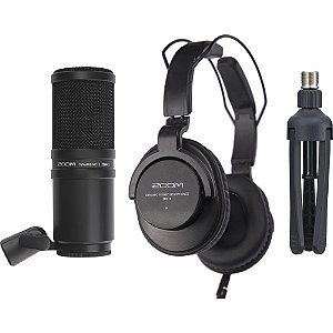 Kit Microfone de Podcast Zoom ZDM-1 com Fones, Espuma, Cabo XLR e Suporte de Mesa
