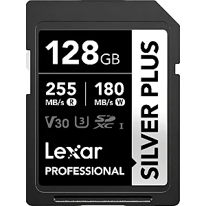 Cartão de Memória SDXC Lexar Silver Plus 128GB 255-180MB/s V30