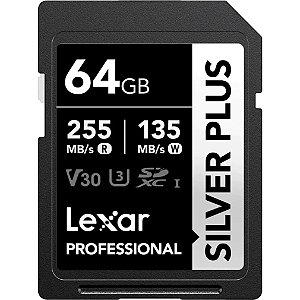 Cartão de Memória SDXC Lexar Silver Plus 64GB 255-135MB/s V30