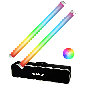 Kit com 2 Tubos de Luz LED RGB Amaran PT2c (60 cm) com Bateria Interna
