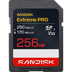 Cartão de Memória SDXC SanDisk Extreme PRO 256GB 170-250MB/s V30 U3