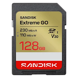 Cartão de Memória SDXC SanDisk Extreme GO 128GB 110-230MB/s V30 U3
