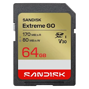 Cartão de Memória SDXC SanDisk Extreme GO 64GB 80-170MB/s V30 U3