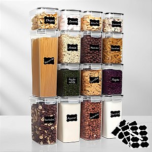 Conjunto 15 Potes Heméticos Plástico BPA-Free