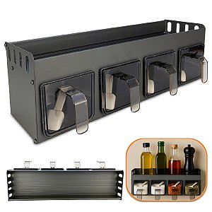 Porta Temperos Aço Inox 4 Compartimento Com Colheres Gourmet