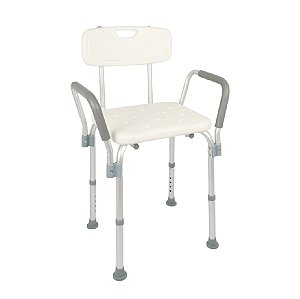Banqueta de Banho com Encosto e Apoio de Braço até 135 Kg D3